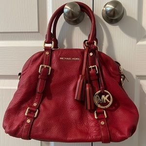 Authentic Red Leather Michael Kors Handbag